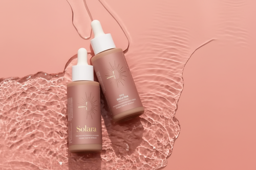 Solara Premium Sun Tanning Oil branded bottles